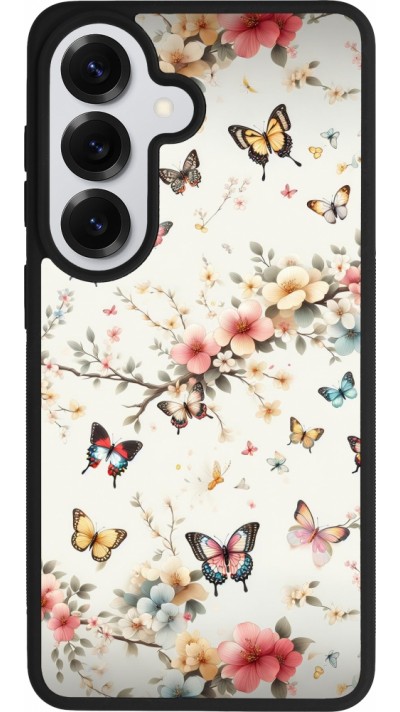 Coque Samsung Galaxy S26 - Silicone rigide noir Spring 25 Papillons Légers