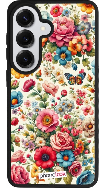 Coque Samsung Galaxy S26 - Silicone rigide noir Spring 25 printemps fleuri