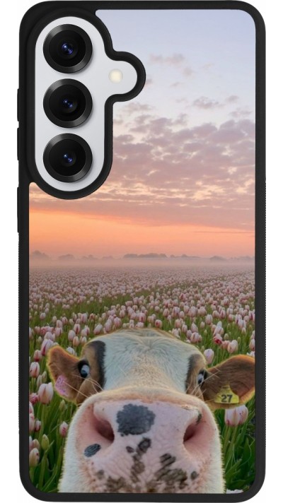 Samsung Galaxy S26 Case Hülle - Silikon schwarz Cow with tulips 2026