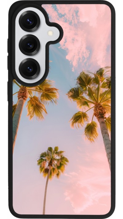 Coque Samsung Galaxy S26 - Silicone rigide noir Summer 2025 Palmiers
