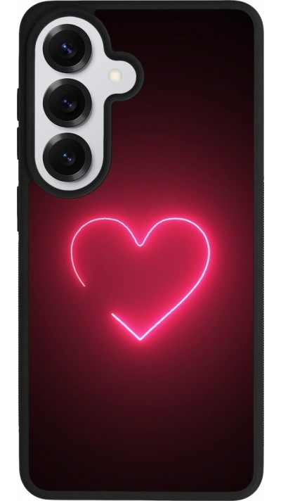 Coque Samsung Galaxy S26 - Silicone rigide noir Valentine 2023 single neon heart