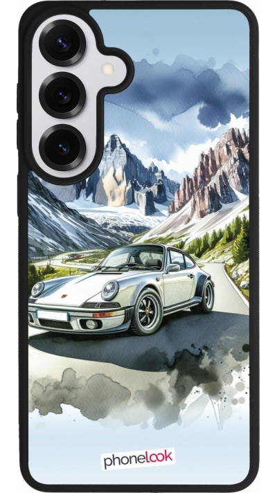 Coque Samsung Galaxy S26+ - Silicone rigide noir Porsche 911 Mountain Watercolor