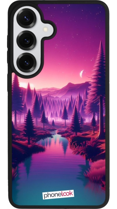 Coque Samsung Galaxy S26+ - Silicone rigide noir Paysage Violet-Rose
