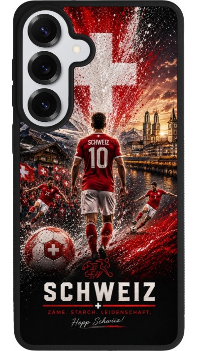 Samsung Galaxy S26+ Case Hülle - Silikon schwarz Fussball Schweiz splash 2026