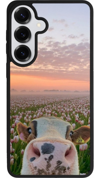 Samsung Galaxy S26+ Case Hülle - Silikon schwarz Cow with tulips 2026