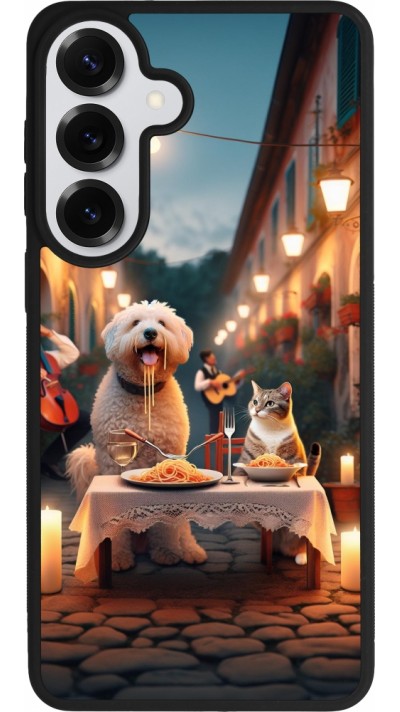 Coque Samsung Galaxy S26+ - Silicone rigide noir Valentine 2024 Dog & Cat Candlelight