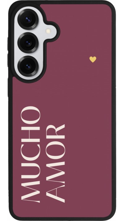 Coque Samsung Galaxy S26+ - Silicone rigide noir Valentine 2024 mucho amor rosado