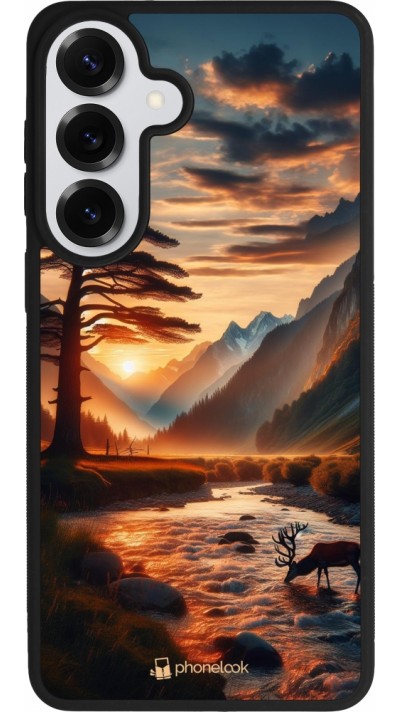 Coque Samsung Galaxy S26+ - Silicone rigide noir Valley Sunset Deer Tree