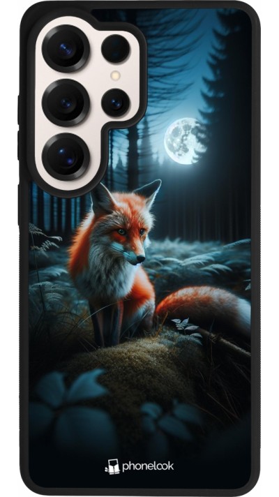 Coque Samsung Galaxy S26 Ultra - Silicone rigide noir Renard lune forêt