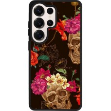 Coque Samsung Galaxy S26 Ultra - Silicone rigide noir Skulls and flowers