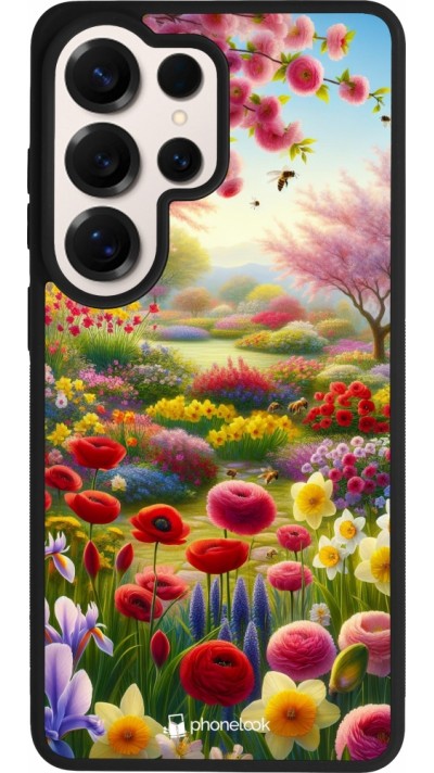 Coque Samsung Galaxy S26 Ultra - Silicone rigide noir Spring 25 Bouquet printemps