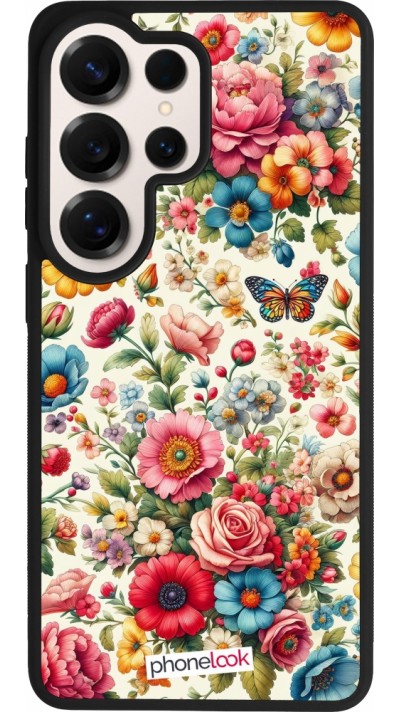 Coque Samsung Galaxy S26 Ultra - Silicone rigide noir Spring 25 printemps fleuri