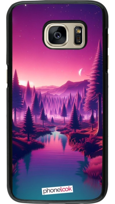Coque Samsung Galaxy S7 - Paysage Violet-Rose Coque Samsung Galaxy S7 - Paysage Violet-Rose