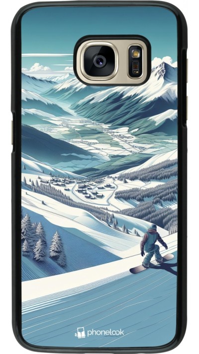 Coque Samsung Galaxy S7 - Snowboarder Montagne Coque Samsung Galaxy S7 - Snowboarder Montagne