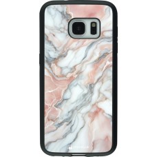 Coque Samsung Galaxy S7 - Silicone rigide noir Marbre Rose Lumineux