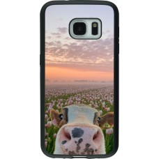 Samsung Galaxy S7 Case Hülle - Silikon schwarz Cow with tulips Spring 2026
