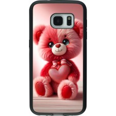 Samsung Galaxy S7 Case Hülle - Silikon schwarz Valentin 2024 Rosaroter Teddybär