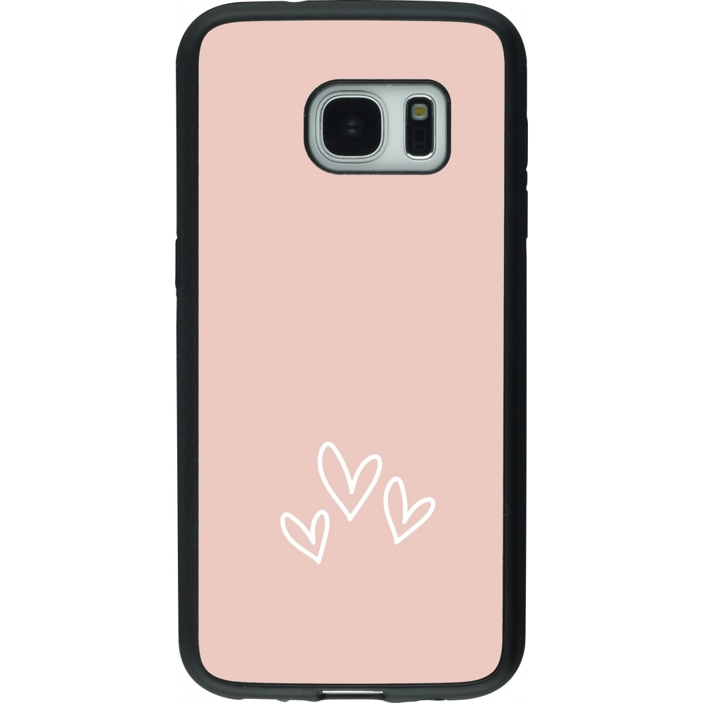 Samsung Galaxy S7 Case Hülle - Silikon schwarz Valentine 2023 three minimalist hearts