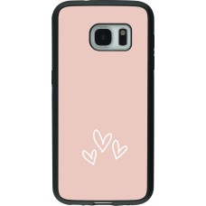 Samsung Galaxy S7 Case Hülle - Silikon schwarz Valentine 2023 three minimalist hearts