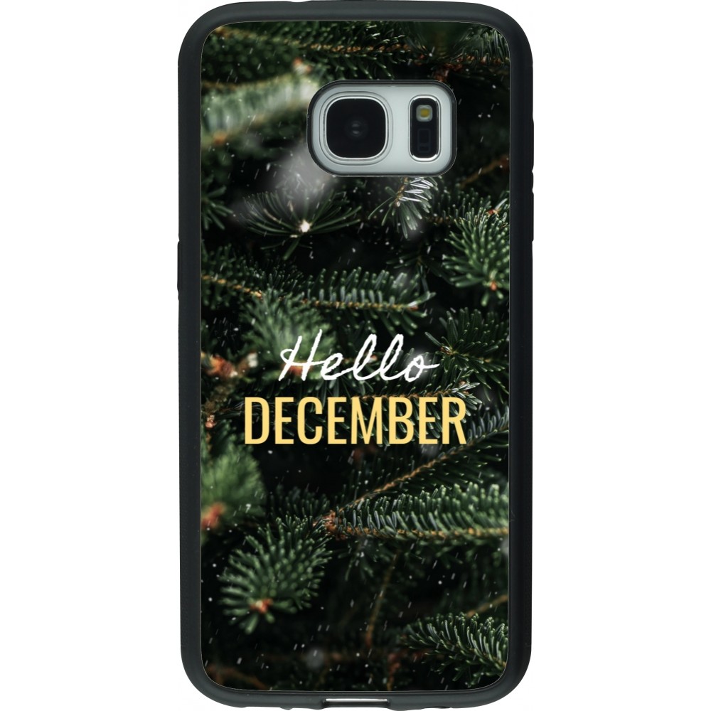 Coque Samsung Galaxy S7 - Silicone rigide noir Winter 25 Winter hello december