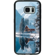 Coque Samsung Galaxy S7 - Silicone rigide noir Winter 25 Winter house forest day