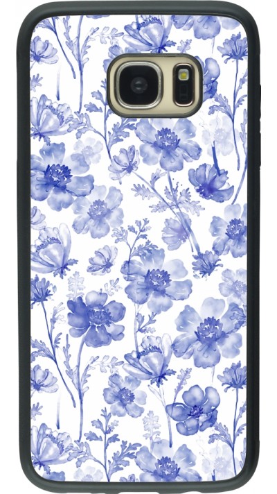 Coque Samsung Galaxy S7 edge - Silicone rigide noir Spring 23 watercolor blue flowers