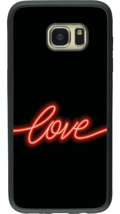 Coque Samsung Galaxy S7 edge - Silicone rigide noir Valentine 2023 neon love