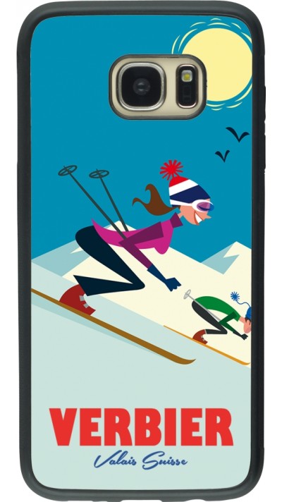 Coque Samsung Galaxy S7 edge - Silicone rigide noir Verbier Ski Downhill