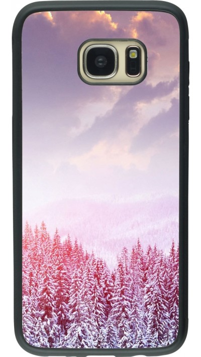 Coque Samsung Galaxy S7 edge - Silicone rigide noir Winter 22 Pink Forest