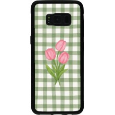 Coque Samsung Galaxy S8 - Silicone rigide noir Green vichy tulips Spring 2026