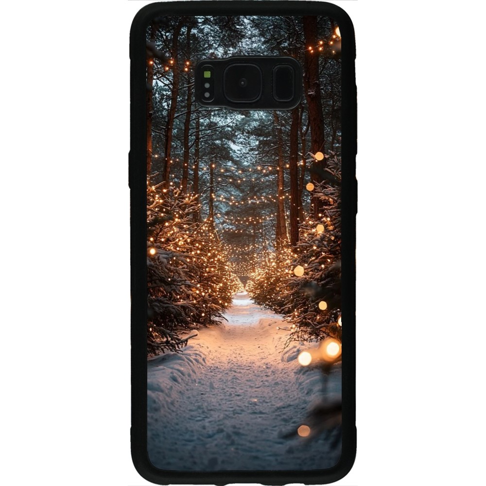 Coque Samsung Galaxy S8 - Silicone rigide noir Winter 25 Winter snowy road