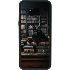 Samsung Galaxy S8+ Case Hülle - Silikon schwarz Katze Bücher dunkel