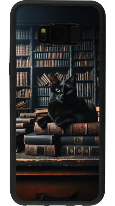 Samsung Galaxy S8+ Case Hülle - Silikon schwarz Katze Bücher dunkel