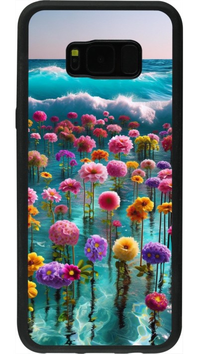 Coque Samsung Galaxy S8+ - Silicone rigide noir Flower sea waves