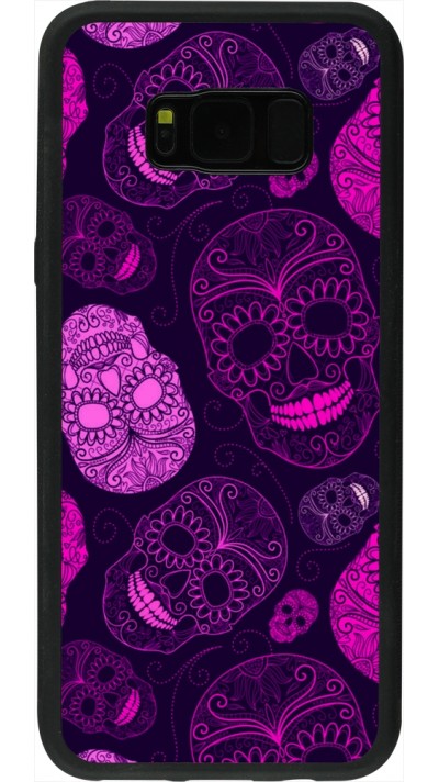 Samsung Galaxy S8+ Case Hülle - Silikon schwarz Halloween 2023 pink skulls