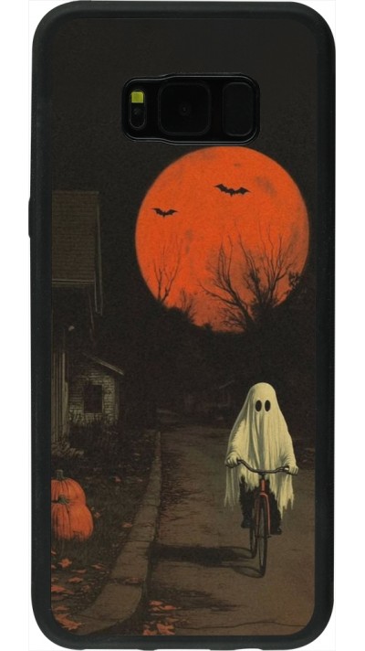 Samsung Galaxy S8+ Case Hülle - Silikon schwarz Halloween 2025 Ghost on a bicycle