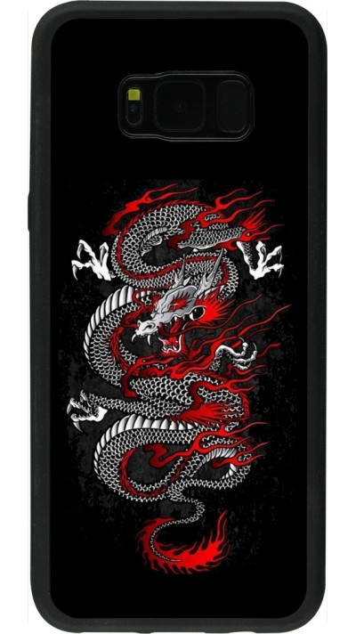 Coque Samsung Galaxy S8+ - Silicone rigide noir Japanese style Dragon Tattoo Red Black