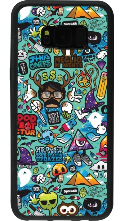 Coque Samsung Galaxy S8+ - Silicone rigide noir Mixed Cartoons Turquoise