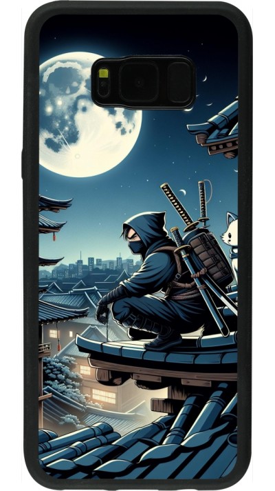 Coque Samsung Galaxy S8+ - Silicone rigide noir Ninja sous la lune