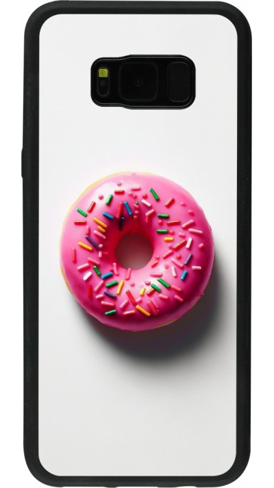 Coque Samsung Galaxy S8+ - Silicone rigide noir Weißer Hintergrund, pinker Donut