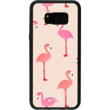 Coque Samsung Galaxy S8+ - Silicone rigide noir Pink Flamingos Pattern