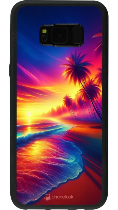 Coque Samsung Galaxy S8+ - Silicone rigide noir Plage coucher soleil flashy