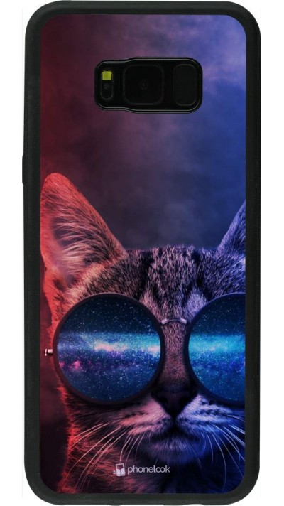 Coque Samsung Galaxy S8+ - Silicone rigide noir Red Blue Cat Glasses