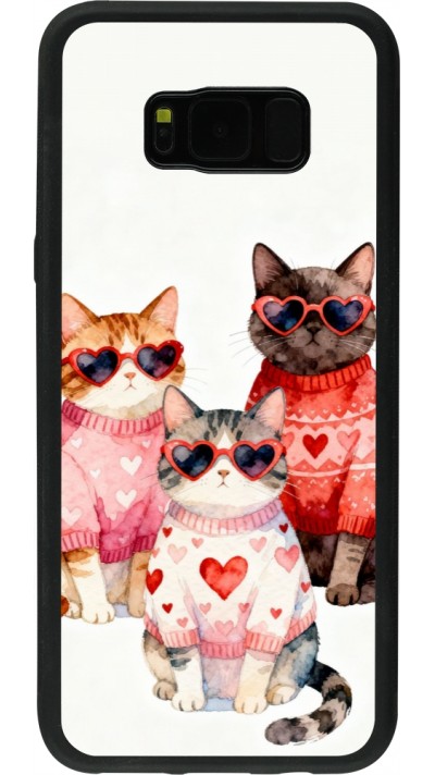 Samsung Galaxy S8+ Case Hülle - Silikon schwarz Saint Valentines Day 26 Cat Love