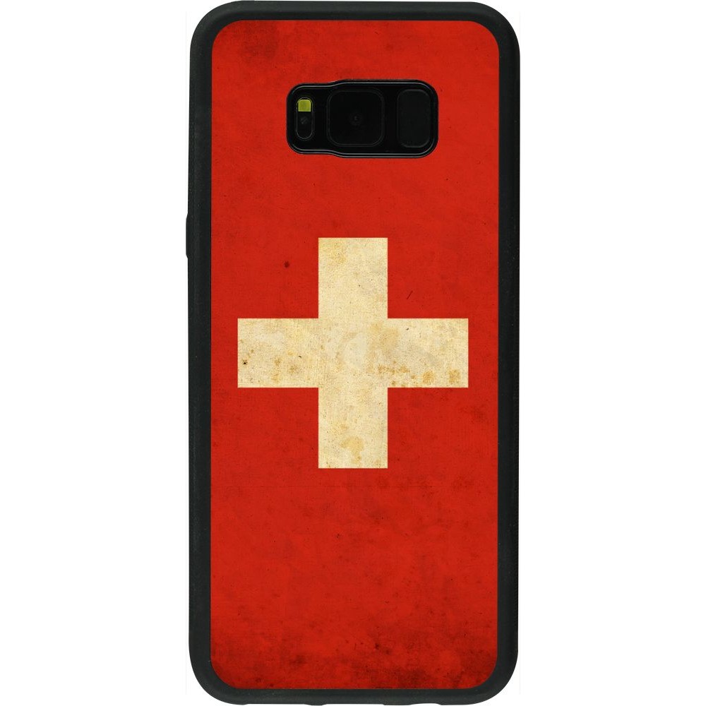 Coque Samsung Galaxy S8+ - Silicone rigide noir Vintage Flag SWISS