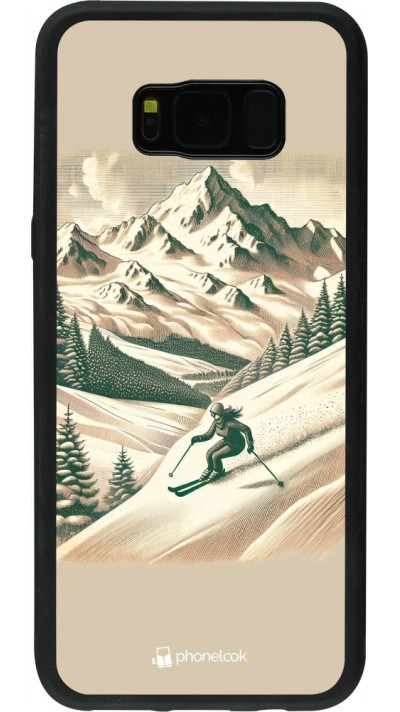 Coque Samsung Galaxy S8+ - Silicone rigide noir Vintage Ski Mountain
