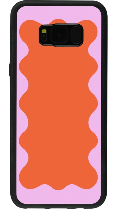 Coque Samsung Galaxy S8+ - Silicone rigide noir Wavy Rectangle Orange Pink