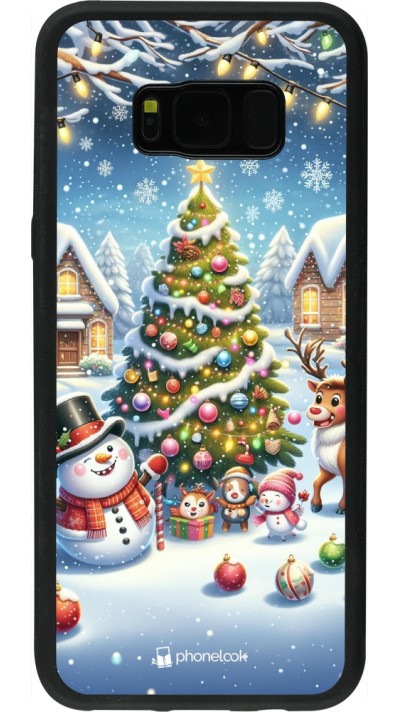 Samsung Galaxy S8+ Case Hülle - Silikon schwarz Weihnachten 2023 Schneemann und Tannenbaum