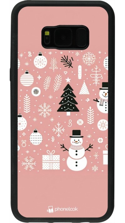 Samsung Galaxy S8+ Case Hülle - Silikon schwarz Weihnachten 2024 Rose Schneemann Weihnachten