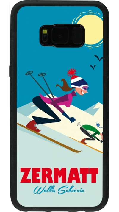 Coque Samsung Galaxy S8+ - Silicone rigide noir Zermatt Ski Downhill
